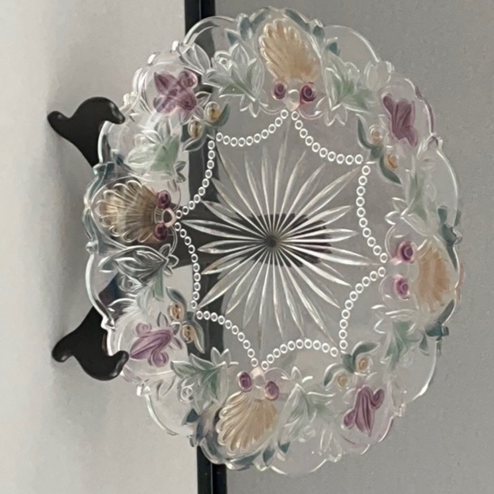 Floral Glass Decorative Plate